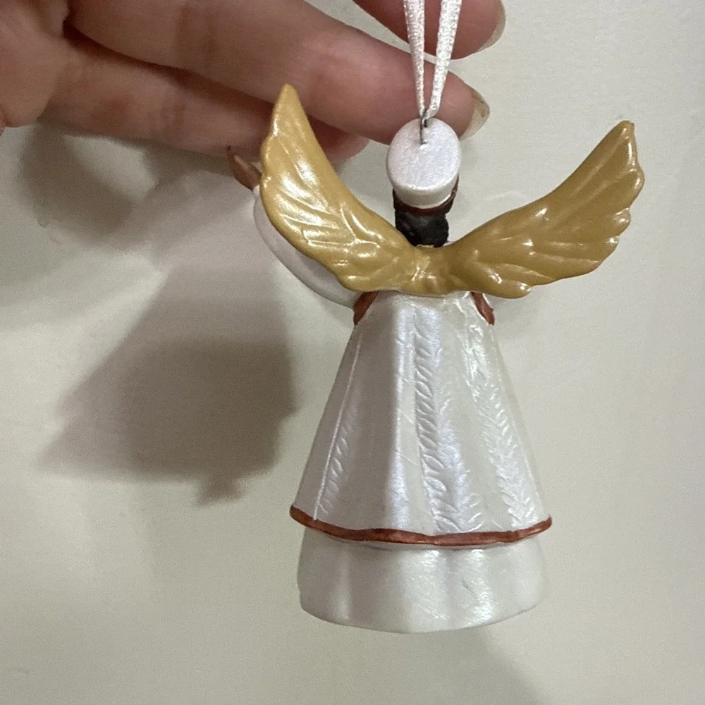 Vintage 2001 Hallmark Keepsake Graceful Black Angel Bell Porcelain Ornament